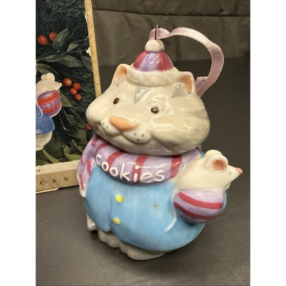 Hallmark 1996 Keepsake Cookie Jar Friends CARMEN Ceramic CAT Ornament - Picture 2 of 13